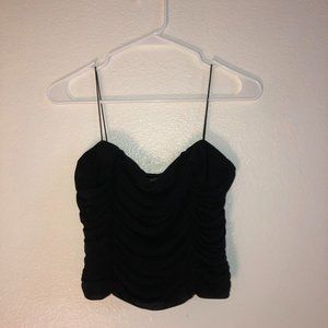 black ruched mesh cami top